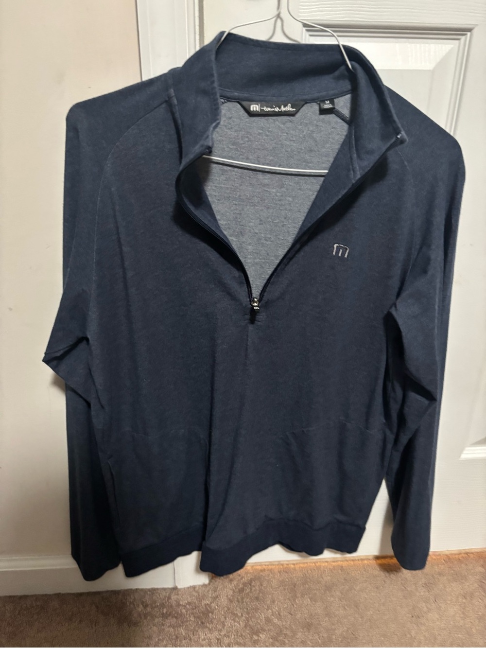 Travis Mathew Men’s Navy Zip-Front Pullover Sweater